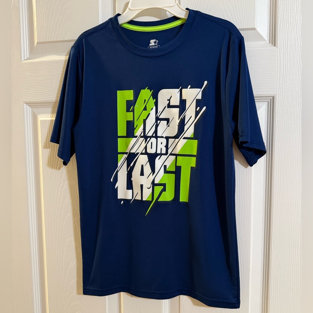 STARTER Dri-fit Blue T-Shirt with Neon Green Accents